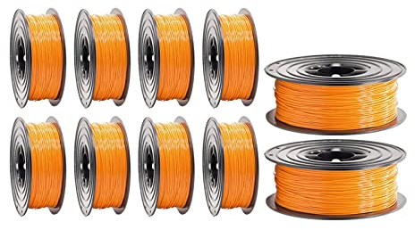 PETG Filament 3D Drucker 1,75mm / 10 x 1kg Rolle Orange für 3D Printer oder Stift 10er Set (10Kg)