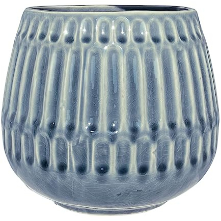 Nordring Maceta Riff - Macetero Decorativo Redondo para Flores e Plantas para Interiores L (16,5 cm ø), Gris, Cerámica