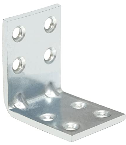 RedBee 10 PCS Corner Brackets (40 x 40 x 30 x 3 mm) Galvanized Steel L Bracets for Wood DIY Furniture Fixations, Silver
