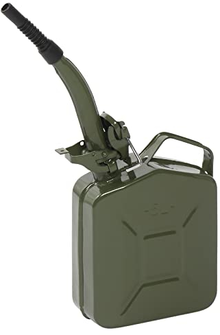 LEADZM Benzinkanister 5/10 Liter Stahlblech Kraftstoffkanister mit Ausgießer Kraftstoff Kanister Grün (5 L)