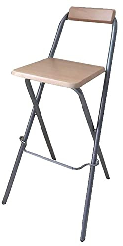 Sgabello Pieghevole, Sgabello Alto Sgabelli Cucina Moderni con Schienale e Poggiapiedi, Sedie da Bar per Esterno, per Cucina All'aperto Shop Cafe (Color : Wood, Size : 65cm/26inch)