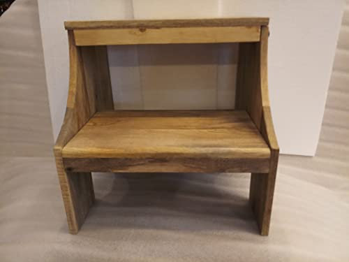 PUSHPACRAFTS Tabouret à 2 marches en bois de mangue, peut supporter jusqu'à 300 livres, pour salle de bain, repose-pieds pour enfants et adultes – Tabouret portable à marche unique (montage requis)