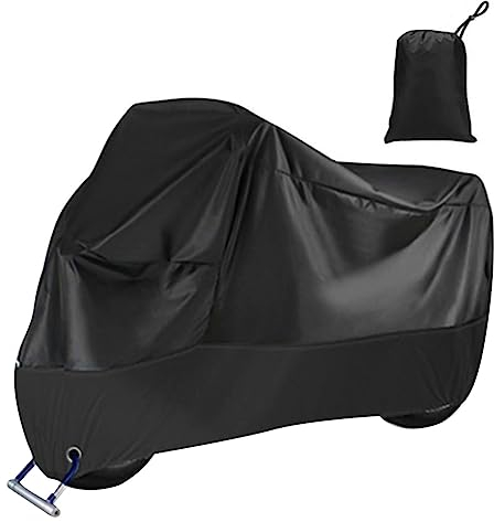 Veiteibe Telo coprimoto, Copri bici, Coprimoto da Esterno, Impermeabile Inverno Estate 210D Oxford con Buco della Serratura, Telo Pioggia Neve Polvere per Scooter Bici 245x105x125cm XXl Nero