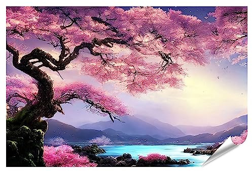 islandburner XXL Bild Poster Schöne Landschaft Japanischen Park Kirschblüte Baum Premium Bilder Fotodruck JCHF-PGR
