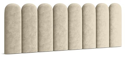 Muralo - Paneles ovalados acolchados para cabecero de cama, para decoración de pared, para dormitorio o salón, como cojines lumbares, modernos (crema, 30 x 100 cm)