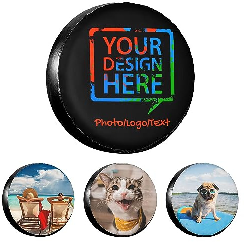 Cubierta Rueda Repuesto Personalizada, Funda Neumático Coche Impermeable con Foto Logo Texto, Cubierta Llanta Repuesto para Remolque, Camper, SUV, 16 Pulgadas