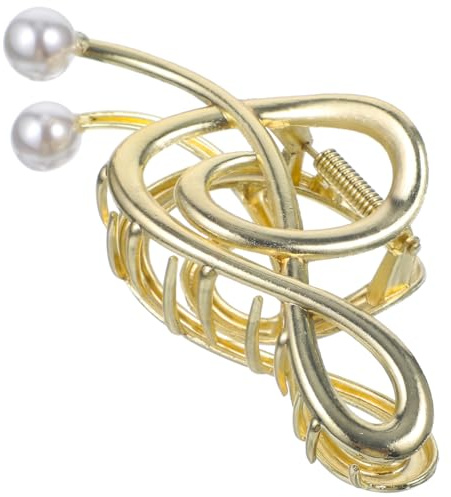 WOFASHPURET Metall Haarspange Mit Perlenklauenclip Musiknotenform Große Haarklammer Für Dickes Haar Rutschfest Eleganter Haarschmuck Für Damen Und Mädchen Haarstyling Zubehör