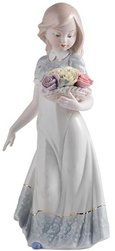 JTBDWOSK Keramik Göttin Figur Porzellan Statue Moderne Skulptur Mädchen Ornament Dekofigur Frauen Steinfigur Sammelfigur für Wohnzimmer Tischdekoration Büro,Weiß