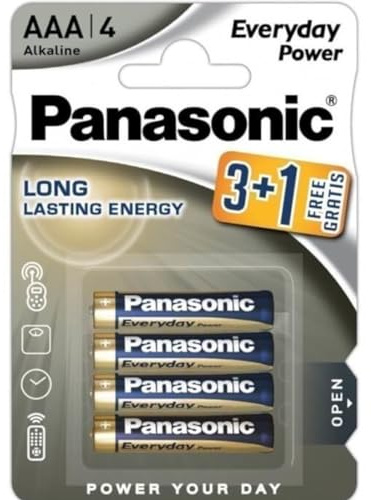 Batteria Panasonic Everyday LR03/AAA 3 + 1 pezzo in blister