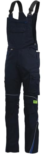 TMG Arbeitslatzhose für Herren – Latzarbeitshose mit Kniepolstertaschen & Stretchbund - robuste Mischgewebe 260 g/m² mit vielen Taschen für Baustelle, Werkstatt & Montage