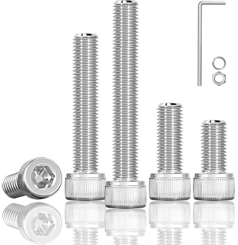 HXJDAM 180 Stück M3x20 Schrauben set, Zylinderkopfschrauben, Zylinderschrauben mit Innensechskant, Edelstahl A2 V2A, Vollgewinde, Inbusschrauben mit Edelstahlmutter Dichtung und Schraubenschlüssel