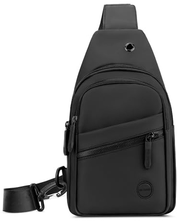 VARLIVOO Brusttasche Herren Sling Bag Umhängetasche Lässig Schultertasche Sling Rucksack Crossbody Bag für Arbeit Reisen Radfahren Wasserdicht Polyester Schwarz