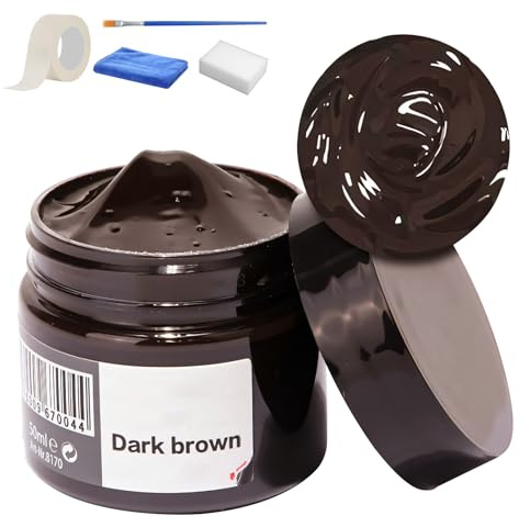 Skeadex Leder Reparatur Set Schwarz, 75g g Kunstleder Reparatur Set, Leder Rückfärbebalsam für Sofas, Möbel, Lederschuhe, Ledercouch Farbe (Dunkelbraun)