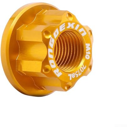 M10 Hub Nut Flange, Rear Wheel Lock Screw, Aluminum Bolt for , Black Red Blue Gold Green Purple, About 5g, 21 x12mm, M10x1 0 Rear Wheel, 1 Bike Wheel Axle Nut (Gold)