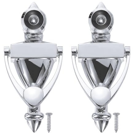 PATIKIL 9/16 Door Knocker with Viewer, 2 Pcs 180 Degree Door Viewer Die-Cast Construction with Peephole Fits 1-3/8inch to 2-3/8inch Door Peep Hole for Home Office Hotel, Silver