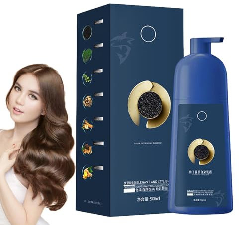 Generisch ZhiHuaShi Kaviar Haarfärbeshampoo | Kaviar Protein Haarfärbemittel | Natürliches Pflanzen Haarfärbemittel | Einfache Haarfarbe Deckt Graues Haar | Kräutershampoo Für Männer Und Frauen 500 ml