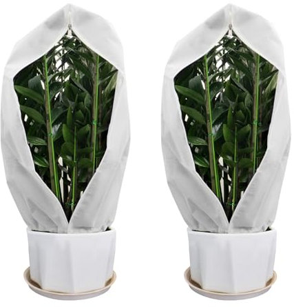 UBJUBT 2PCS Plant Fleece Frost Protection Jackets, 80x120CM Garden Fleece Frost Protection for Plants with Zipper Drawstring, Plant Covers for Potted Plant Winter Plant Protection (80x120cm/2PCS)