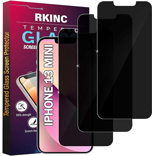 RKINC Screen Protector [3-Pack] for iPhone 13 Mini 5.4-Inch, Privacy Tempered Glass Film Screen Protector, [Anti Spy][Anti-Scratch][Bubble-Free]