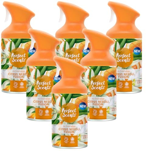 6x Perfect Scents Air Fresheners - Citrus/Cotton/Sakura/Mix - Vegan Friendly & Cruelty Free - 250ml/8.45 fl.oz (Citrus Neroli Fusion)