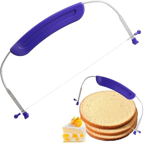1PCS Cake Cutter Leveller Purple Cake Leveller Cutter Professional Cake Slicer Cake for Kitchen Accessories Baking Tool Adjustable Cake Leveler and Slicer Cutter with Stainless Steel Line and Handle