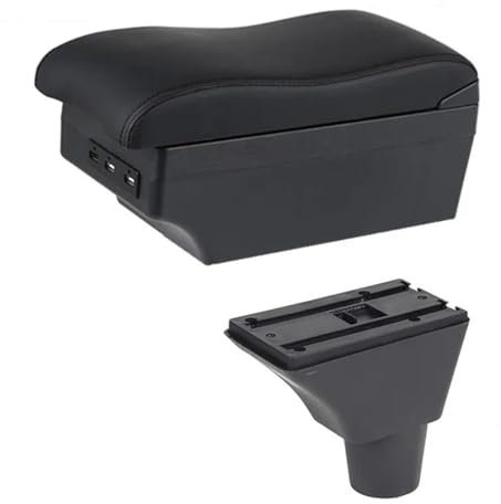MObyat Caja Almacenamiento Coche Caja De Reposabrazos para Coche, Contenido De Tienda Central, Decoración De Estilo con Portavasos, Accesorios USB para Ibiza 6j 6L(E Black Line 2)