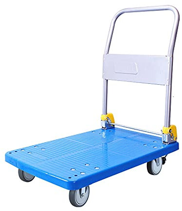 Robuster zusammenklappbarer Plattformwagen mit Metallgriff und leisen Rädern, kleine Größe, hohe Kapazität, für Büro, Buchhandlung und mehr
