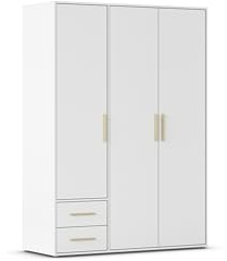 Rauch Möbel Hamilton, Kleiderschrank, Farbe Weiß, Breite 140 cm | Schrank, Mehrzweckschrank, 3-türig, 2 Schubladen,, für Schlafzimmer, Kinderzimmer, Homeoffice, Abstellraum, Garderobe, Flur