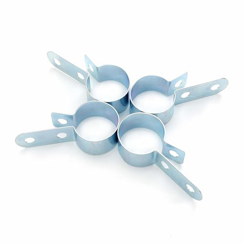EricAuto 4pcs Steel Exhaust Pipe Clamp Holders for 24-28mm Clip | for Diesel Heaters, Silver P Clips Kit with Fixing Holes, for Car, Truck, Camper, Caravan