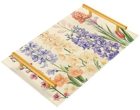 Hyazinthen Delphinium Beige Badezimmer Tabletts Dekorative Schublade Badezimmer Eitelkeit Organizer für Waschbecken