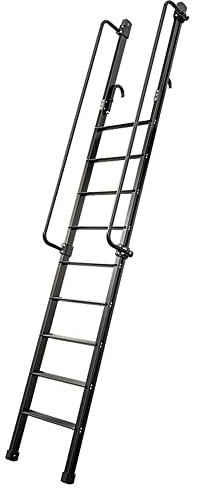 Scala mansarda regolabile in alluminio, 8 gradini, pedali allargati da 13 cm, bracciolo rialzato, pendenza a 3 velocità per casa, cucina, biblioteca, ufficio