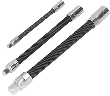 SustVita 3 Piece Drive Extension Bar Flexible Magnetic Bit, Spring Steel, 1 / 4in 3 / 8in 1 / 2in Socket Extension Bar Set for Electric Drill Wrench