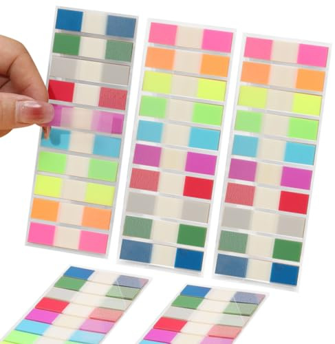 Huoflame Transparente Haftnotizen Index Tabs – 10 Farben PET Klebezettel mit Spenderbox – Beschreibbar & Wasserdicht – 1000 Blatt Sticky Notes für Studium, Büro, Journaling, Dokumente – Kompatibel