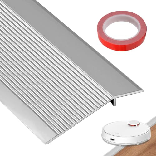 0,9 m x 10 cmPerfil de Transición Autoadhesivo Aluminio Perfil, Perfil Aluminio Perfil Transición Suelo Desnivel Autoadhesivo para Diferencia de Altura de 8-40 mm(plateado mate)