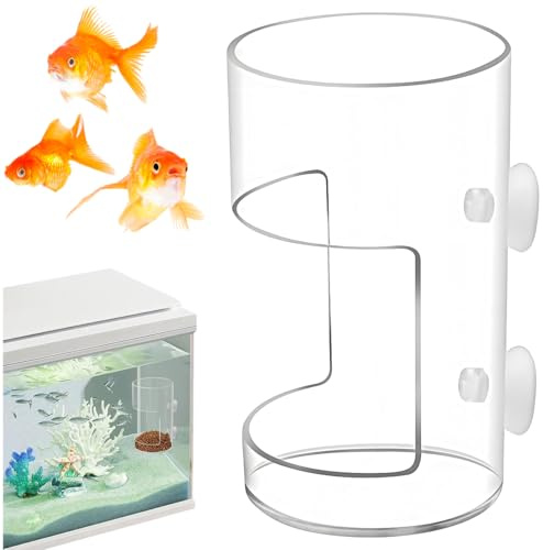 Aquarium Fish Feeder Feeding Tray with 2pcs Suction Cup, 3.93x2.36 Inch Feeding Tube Tank Divider Aquarium Breeder Box Fish Bowls Accessories for Turtle Shrimp（Round）