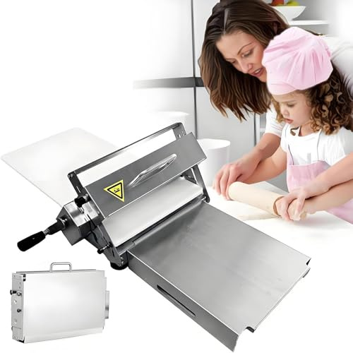 Hrxllb Sfogliatrice Manuale Pieghevole per Panetteria, Pizza E Croissant - Stendipasta in Acciaio Inox con Spessore Regolabile 0,5-17,5 Mm/0,5-27 Mm, Uso Commerciale E Domestico(300)