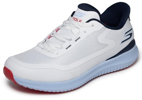 Skechers Donna Slip-Ins: Go Golf Flight Sneakers for Women - Breathable Mesh, Spikeless Traction Slip-in ALLENATRICE, White/Navy/Red, 40 EU