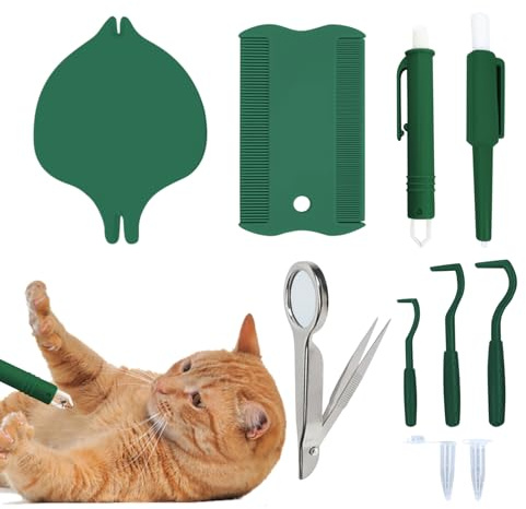 shuhauk Outil de retrait de tiques pour chiens – Extracteur de puces pour chiot | Kit ergonomique multifonction pour enlever les puces et les tiques pour chiens, chats et animaux domestiques multiples