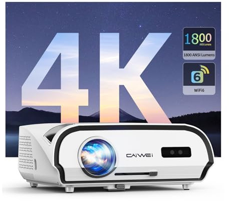 Smart 4K Projector for Home & Outdoor – 1800 ANSI Bright Daylight Projector, HDR10+, WiFi 6 Bluetooth 5.2, HDMI 2.1, 38W Speakers, Quick Focus Adjustment, Built-in Apps for Movies, Gaming & Business
