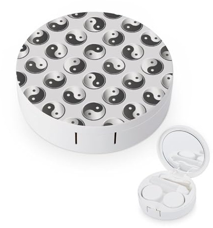 fkgvwo Contact Lens Case Black White Tai Chi Contact Lens Box Travel Kit Portable for Travel & Home