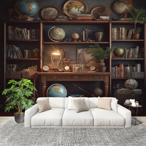Fotomurale Mappamondo Da Libreria Retrò Murale in Tessuto Non Tessuto Poster Gigante 400x280 cm Marrone Carta da Parati per Diverse Stanze Carta da Parete, Murale Alla Moda