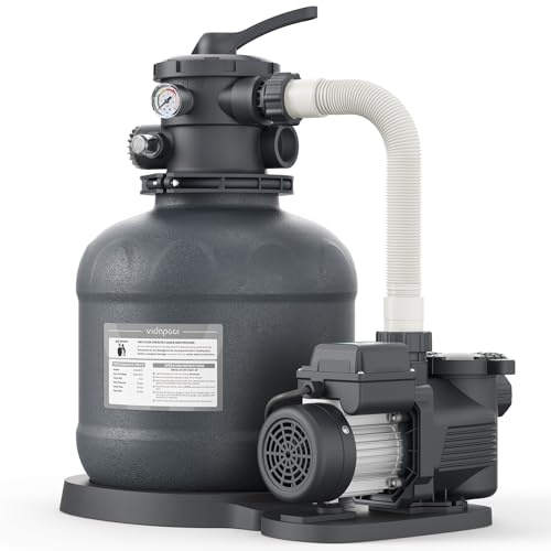 Vidapool 15in Sand Filter Pump System for Above-Ground Pools, 3800GPH 3/4 HP Pump with Timer, Includes 6-Way Valve, Suitable for Pools up to 15000 Gallons