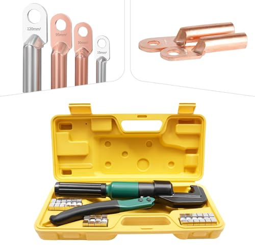 Hydraulische Crimpzange - 5T Crimpzange mit 8 Lochförme Zange Quetschzange Crimpformen 4-70 mm² für Kupfer-Aluminium-Kabelschuhe