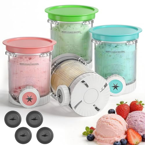 Hejo Recipientes de Helado Compatibles para Ninja NC700 NC701, 4 Piezas | 16OZ Recipientes de Helado con Tapa para Ninja Creami Swirl, Apto para Lavavajillas, Accesorios para Ice Creami
