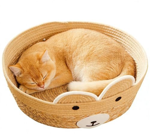 Panier Caverne pour Chat Tissu tissé antigriffes respirant lavable | Caverne pour chien pour Intérieur, Balcon, Jardin, Terrasse, Cour, Porche