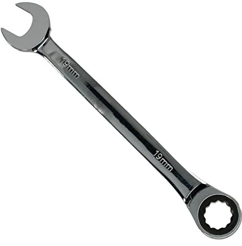 19mm Ratchet Spanner Steel Fixed Head Gear Wrench Open End & Ring (19mm)