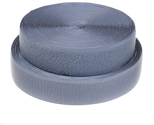 TUKA 25 m x 50 mm kardborrband för sömnad (25 m fleece och 25 m krokband), 50 mm brett kardborreband, baksida ej självhäftande, extra stark vidhäftningsförmåga fleece och krok, silvergrå TKB5030
