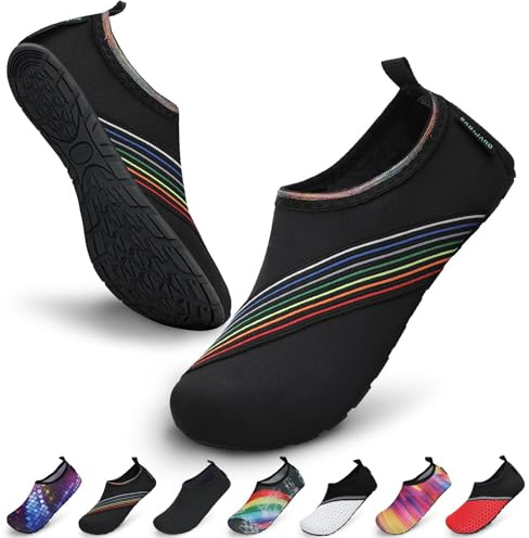 SAGUARO Damen Herren Badeschuhe Wasserschuhe Schwimmschuhe Männer Frauen Barfußschuhe für Strand,Pool,Meer,Wassersport,Surfen,Aqua Cycling,Segeln,Bootfahren,Windsurfen(Schwarz,38/39 EU)