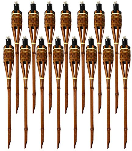 Moritz 15 Stück Bambusfackeln Fackel Deluxe 60 cm Dunkelbraun Gartenfackel Ölfackeln Garten Deko Öllampe Wegleuchte