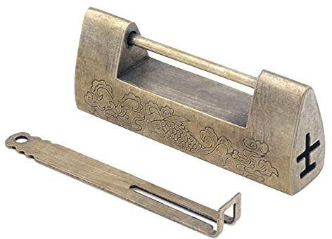 MY MIRONEY 2.95 Vintage Carved Fish Horizontal Padlock