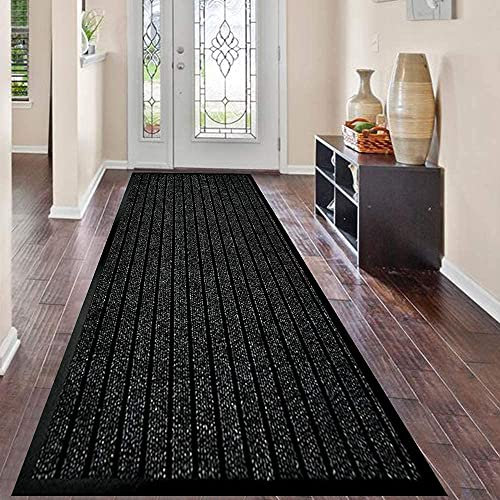 Heavy Duty Runner Rug with Strong PVC Rubber Backing Floor Mat 80 x 150 cm, Black - Hallway Runner Rug Carpet Mat for Living Room Bedroom Kitchen